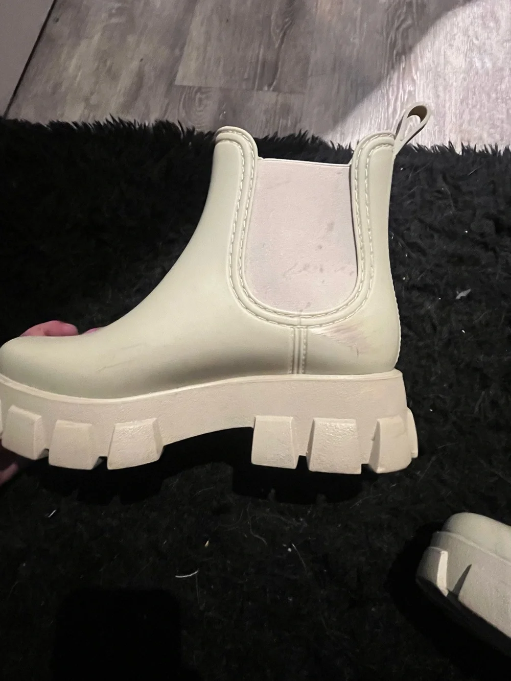 Jeffrey Campbell Chunky Chelsea Ankle Boots in Light Beige